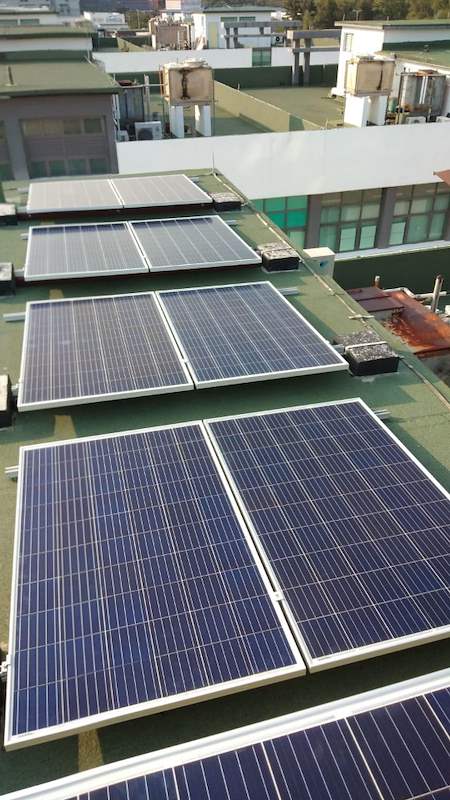Rows of solar panels laid across the flat roof - Rooftop steel canopy carrying solar panels (M28) | Wong Lye, BCA General Builder Class 2, Singapore