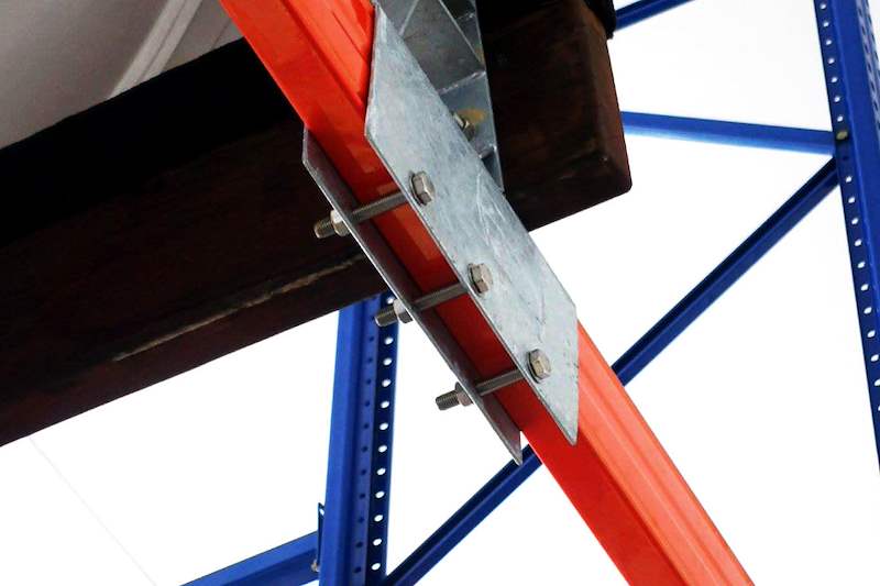 Bunk bracket bolted through the racking beam, seen from underneath - Heavy-duty racking for boats and jet skis (Sentosa) | Wong Lye, BCA General Builder Class 2, Singapore